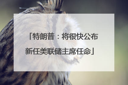 特朗普：将很快公布新任美联储主席任命