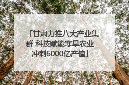 甘肃力推八大产业集群 科技赋能寒旱农业冲刺6000亿产值
