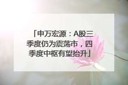 申万宏源：A股三季度仍为震荡市，四季度中枢有望抬升