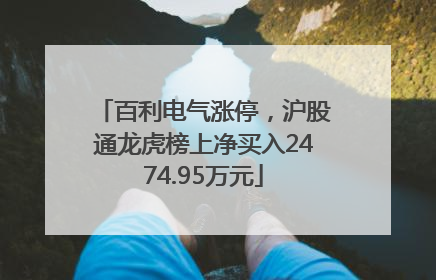 百利电气涨停，沪股通龙虎榜上净买入2474.95万元