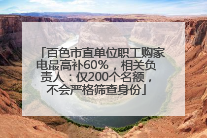 百色市直单位职工购家电最高补60％，相关负责人：仅200个名额，不会严格筛查身份