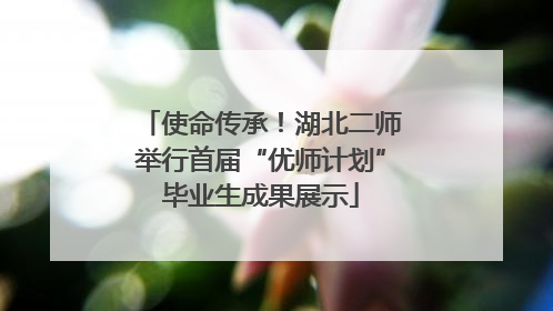 使命传承！湖北二师举行首届“优师计划”毕业生成果展示