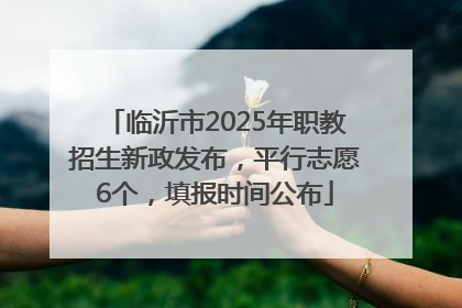 临沂市2025年职教招生新政发布，平行志愿6个，填报时间公布