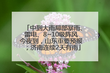 中到大雨局部暴雨、雷电、8~10级阵风今夜到,山东重要预报;济南连续2天有雨