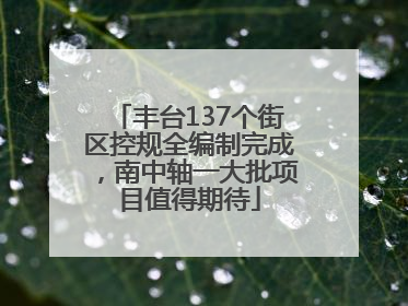 丰台137个街区控规全编制完成，南中轴一大批项目值得期待