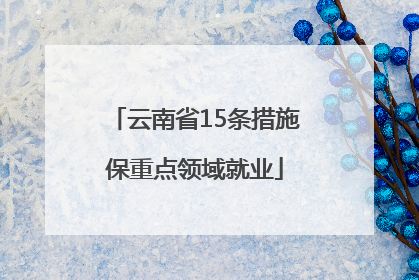 云南省15条措施保重点领域就业