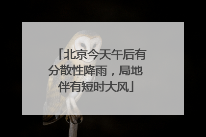 北京今天午后有分散性降雨，局地伴有短时大风