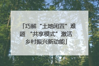 巧解“土地闲置”难题 “共享模式”激活乡村振兴新动能
