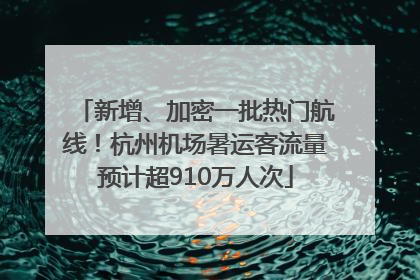 新增、加密一批热门航线！杭州机场暑运客流量预计超910万人次