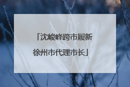沈峻峰跨市履新徐州市代理市长
