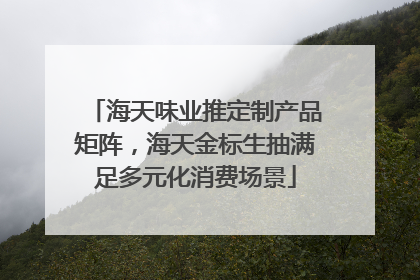 海天味业推定制产品矩阵，海天金标生抽满足多元化消费场景