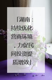 湖南：持续优化营商环境，力促民间投资提质增效
