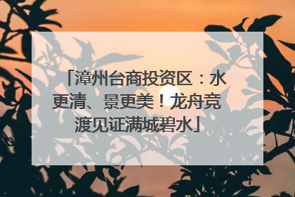 漳州台商投资区：水更清、景更美！龙舟竞渡见证满城碧水