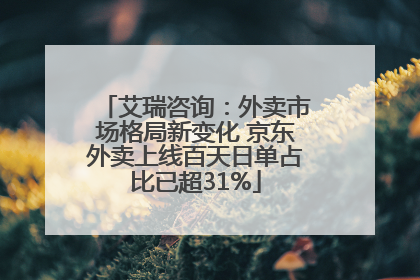 艾瑞咨询：外卖市场格局新变化 京东外卖上线百天日单占比已超31%