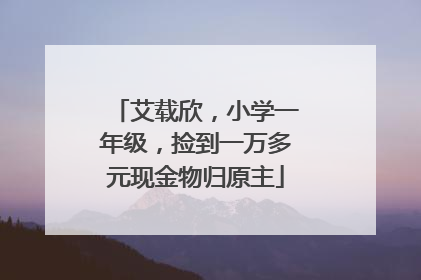 艾载欣，小学一年级，捡到一万多元现金物归原主