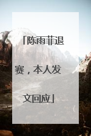 陈雨菲退赛，本人发文回应