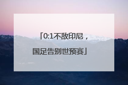 0:1不敌印尼，国足告别世预赛